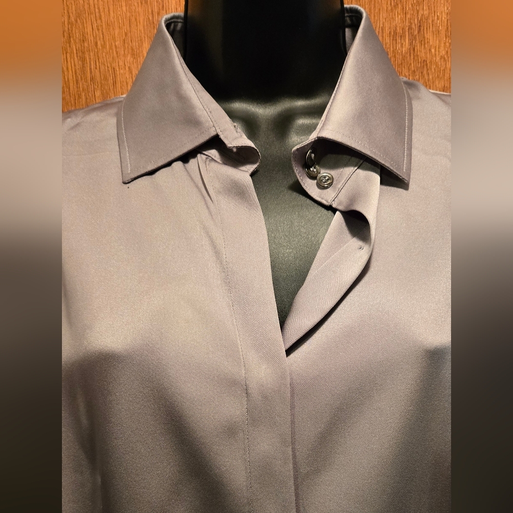 Armani Collezioni steel Chic silk Blouse sz12 - Picture 4 of 8